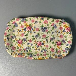 Grimwades Royal Winton TRAY Old Cottage Chintz Floral 8 1/4” Gold Trim Beautiful